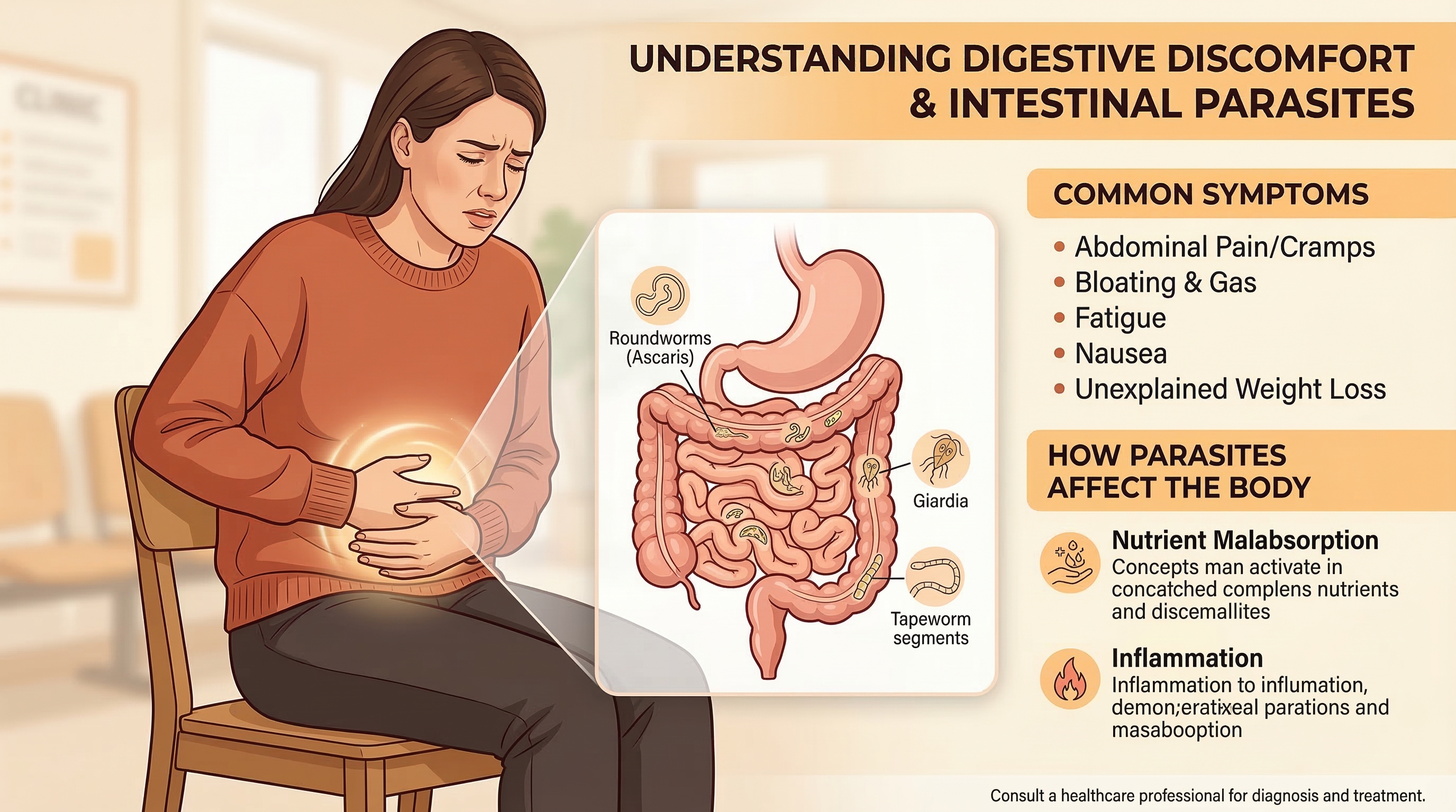 16 síntomas de parásitos intestinales en el cuerpo humano